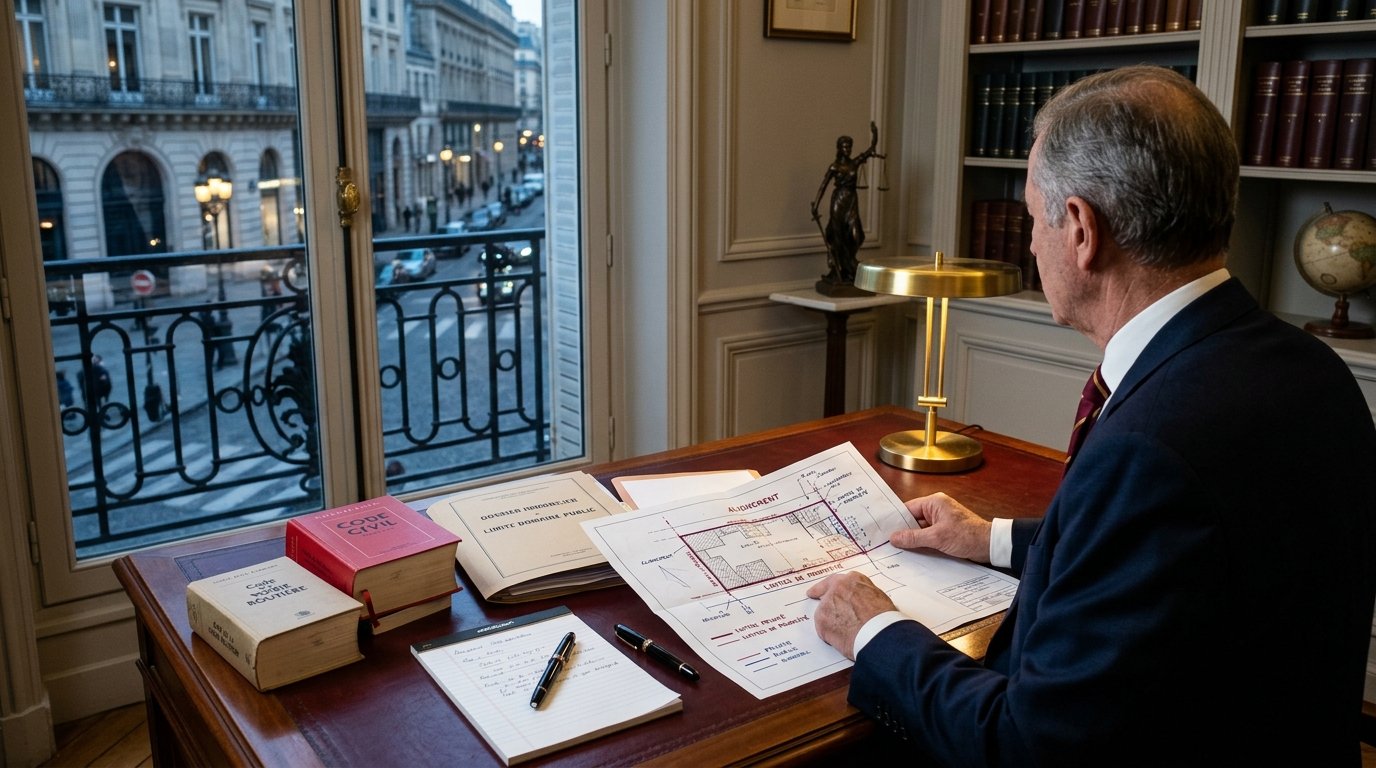 Illustration | Limite entre propriété privée et domaine public : alignement, voirie, trottoir